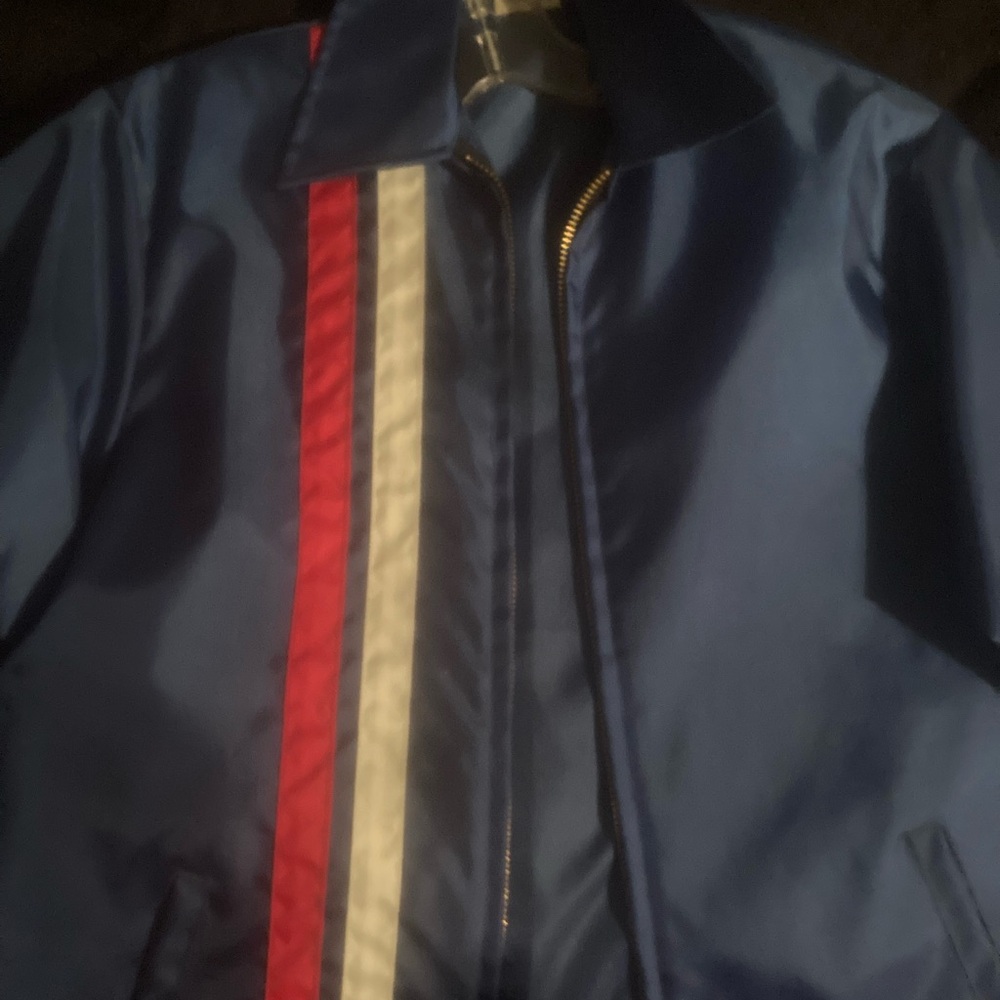Vintage blue mens striped windbreaker